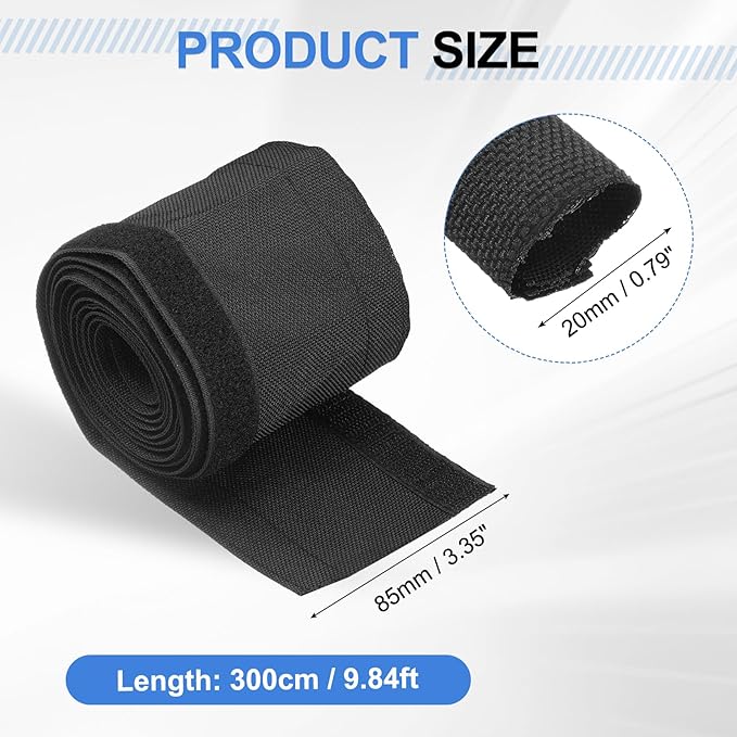 uxcell Hook and Loop Cable Management Sleeve, 10ft x 0.8 Inch Flexible Cable Wrap Covers Wire Hider, Cord Organizer and Cable Protector for Desk TV Computer, Black
