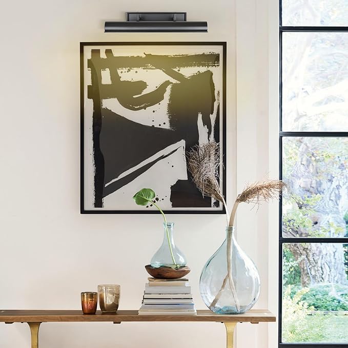 24in Modern Bronze Picture Lights for Wall, 4-Light Black Picture Light, Indoor Artwork Lighting, Accent Light for Living Room, Bookcase, Library Display (Includes Bulbs)