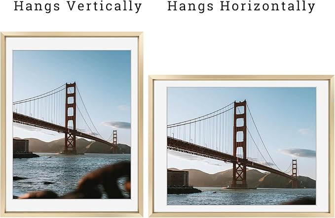 Frametory, 12x16 Metal Picture Frame with Mat for 11x14 Picture & Real Glass, Aluminum Photo Frame Collection (Gold, 1 Pack)