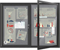 Weatherproof Enclosed Bulletin Board 44x32 Inch, Lockable Wall-Mounted Outdoor Grey Felt Noticeboard, Aluminum Frame Weather-Resistant Display Case for Office, School, Community