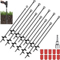 Lasnten 12 Pcs 30 Inch Heavy Duty Ground Anchor Spiral Blade Earth Anchor Kit Metal Anchor Hook Beach Sand Stakes Camping for Securing Animals, Shelters, Tents, Canopies (Black)