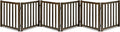LZRS 6-Panel Extra-Wide Freestanding Wooden Dog Gate Indoor – 24”High Foldable Safety Pet Barrier for Doorways, Hallways, Kitchens, Durable Design fit Small to Medium Dogs, Walnutl