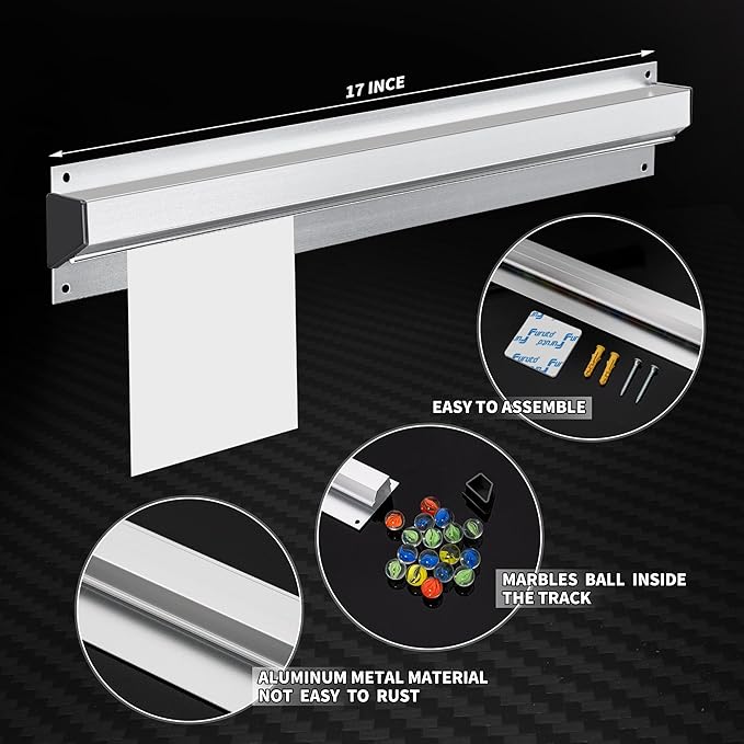 17 Inch Aluminum Ticket Holder Rail with 2 Receipt Stabbers for Restaurant, Kitchen, Bar