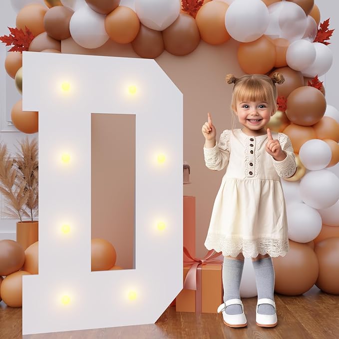 Bugame 3FT Marquee Letters, Large Light Up Letters for Birthday Wedding Backdrop Warm Light Marquee Letters 3 Feet Tall for Baby Shower Party Proposal Decoration Decor, Letter D