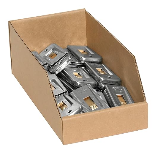 Aviditi Corrugated Cardboard Storage Bins, 6"x 12"x 4 1/2", Kraft, Pack of 50, for Warehouse, Garage and Home Organization