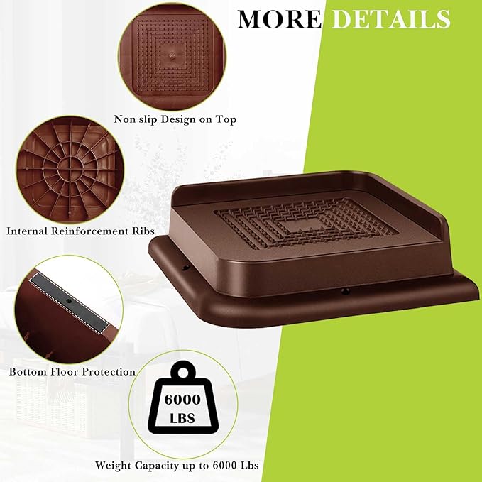 Bed Risers 1 inch, 2 inch, 3 inch, 4 inch, 6 inch, 8 inch Heavy Duty, Oversized Furniture Riser for Couch Sofa Table Chair Leg Frame Dorm, Support up to 6000 Lbs (Chocolat Brown 6 Pack, 1 inch)