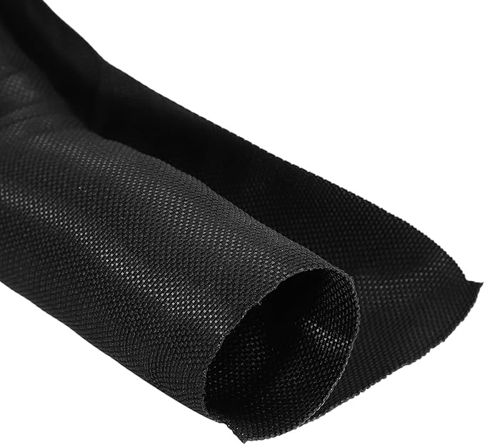 MECCANIXITY 1-3/10 Inch ID Split Loom Tubing 6.5ft Polyester Cord Protector Wire Cable Sleeve for USB Cable Power Cord, Black