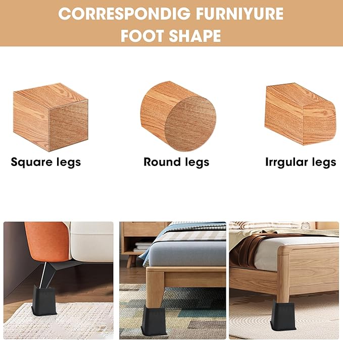 Bed Risers 2 inch, 3 inch, 4 inch, 6 inch or 8 inch Heavy Duty Furniture Risers, Up to 6000 Lbs L Shaped Design Bed Lifts Blocks for Couch Desk Sofa Table (Dark Brown 4 Pack, 6 Inch)