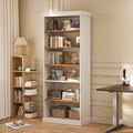 Vyre 70.8" Tall White Bookshelf, Farmhouse Modular Bookcase with 6-Tier Adjustable Shelves, Large Storage Cabinet for Home Office, Living Room