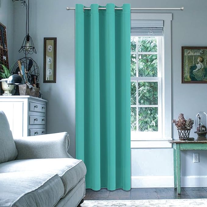 ChrisDowa Grommet Blackout Curtains for Bedroom - Thermal Insulated Room Darkening Curtains for Living Room (1 Panel Set, Teal, 52W x 95L)