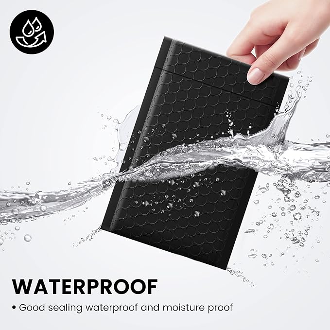 Fuxury Bubble Mailers 4x8 Inch 500 Pack Padded Envelopes Usable Size 4x7" Thick Mailing Envelopes Bubble Opaque Padded Mailers Shipping Bags for Mailing Jewelry Makeup Small Business Black