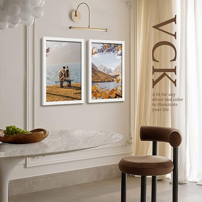 VCK 16x24 Poster Frames Set of 5, White Solid Wood Picture Frame, Textured Exclusive Wall Gallery Frame