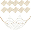 10 PCS Fish Net Decorations, 80 X 40 Inch Fishing Net Decor Natural Fish Netting Cotton Nautical Wall Decor for Ocean-Themed Party Accessories, Beach Party Decorations and Photo Display-Beige