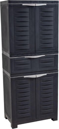 Sunnydaze Plastic Garage Storage Cabinet with 2 Adjustable Shelves - 57" H - Garage, Office, Home, Laundry Room - Charcoal