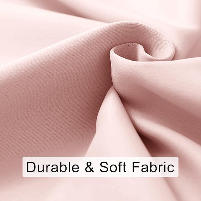 JIUZHEN 80 Inch Length Door Curtains for Doorway Privacy Insulated Blackout Curtains with Tiebacks Rod Pocket Room Divider Curtain Cover for Bedroom Closet Door, Set of 2, 42 x 80 Inch, Blush Pink