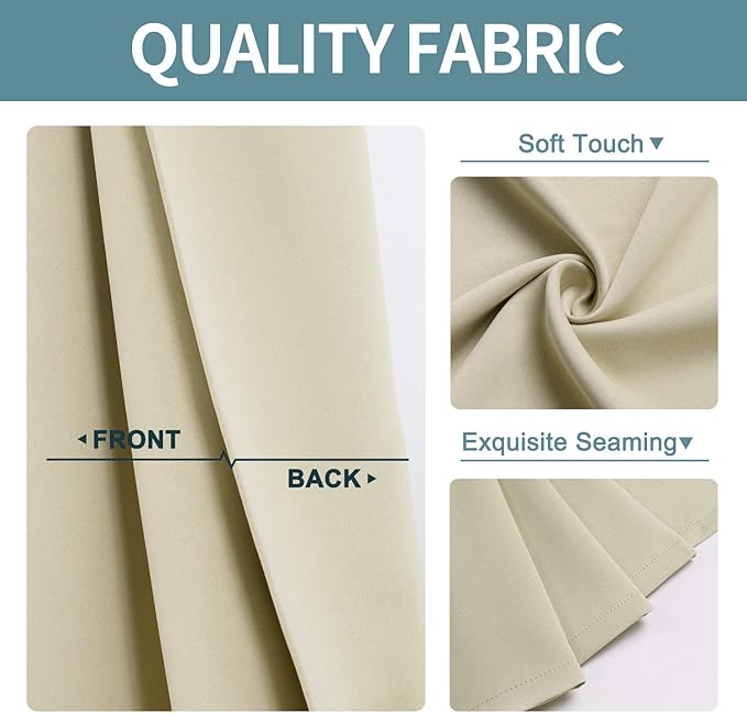 ChrisDowa Blackout Curtains 70 inches Wide for Bedroom - Extra Wide Grommet Thermal Insulated Room Darkening Curtains for Living Room (1 Panel, Beige, 70 x 63 Inch)