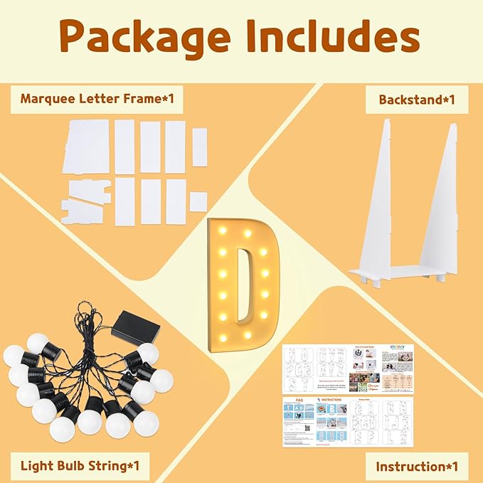 imprsv Light Up Letters, 4FT Marquee Letters for Birthday Wedding Engagement Party Decor, Large Marquee D for Party Decoration Arch Kit Decorations
