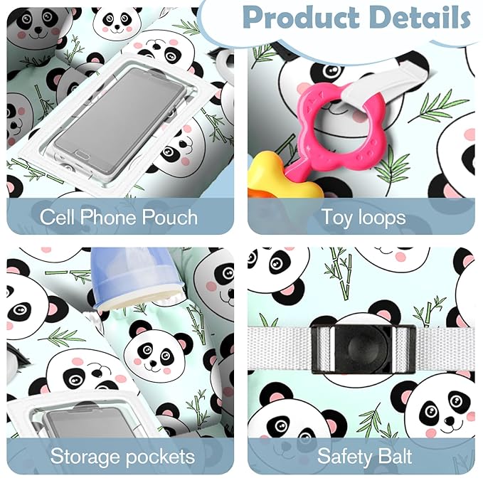 Shopping Cart Cover for Baby 2-in-1 High Chair Cover with Safety Harness Multifunctional Green Panda Cart Covers for Babies Soft Padded Grocery Cart Cover for Baby Boy Girl