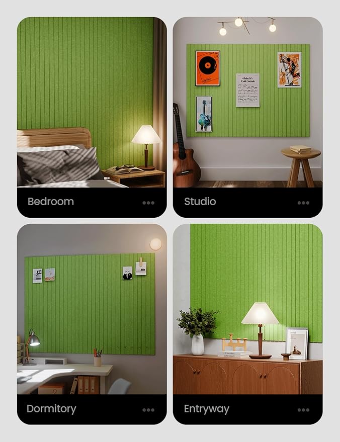 Large Felt Bulletin Board 48" x 36" Cork Board Alternative-12 Pack with 70 Safe Removable Adhesive Tabs, Cork Boards for Walls Cork Board for Home Office Classroom Pin Board-Kelly Green