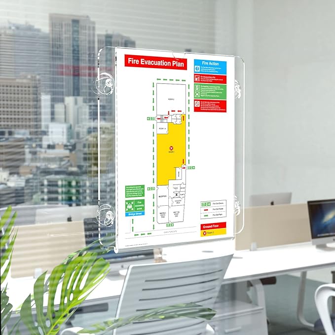 Acrylic Window Sign Holder with Suction Cup 8.5 X 11, Clear Acrylic Frames Glass Door Wall Mount Advertising Signage Sign Holder for Mall, Office, Home, Store, Restaurant (8.5x11"—6pc)