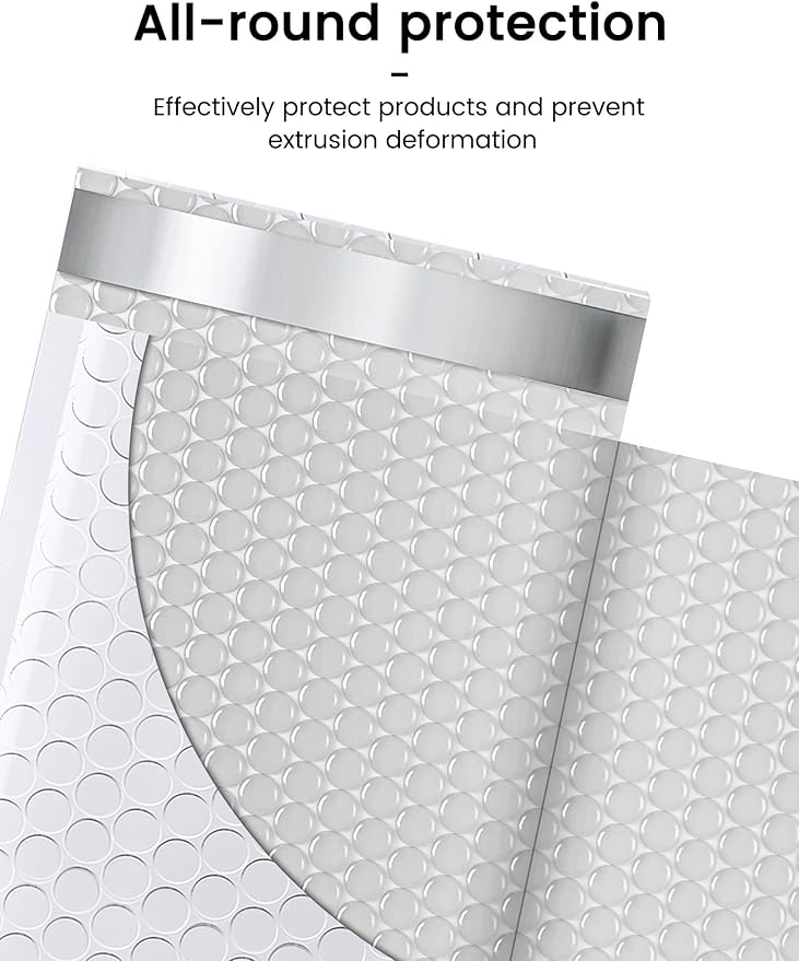 GSSSUSA Bubble Mailers 4x8 Inch 100 Pack Padded Envelopes Usable Size 4x7 Inch Shipping Envelopes Self Seal Small Packaging Shipping Bags for Mailing Jewelry, Small Business, White