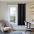 ChrisDowa Blackout Curtains 45 Inches Long for Living Room, Grommet Thermal Insulated Room Darkening Curtains for Bedroom (1 Panel Set, Black, 38W x 45L)