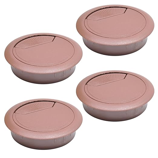 Desk Grommet 2-3/8" (60 mm), Desk Cord Hole Cover, Cable Grommet ABS Plastic, Desk Hole Grommet for Office and Home Table Cable, Detachable Adjustable Cable Cord Organizer (Reddish Brown 4 Pcs)