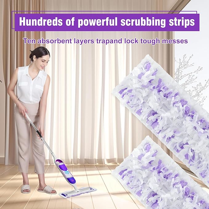 60 Pack Power Mop Refill Pads for Swiffer Power Mop , Disposable Swifter Wet Pad Refills for Swiffer, Replacement Spray Wet Pads Refills for Multi-Surface&Wood Floor Cleaning