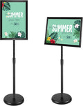Pedestal Floor Standing Sign Holder 11x17 Inch, Adjustable Poster Sign Stand Aluminum Snap Open Frame for Display Notice/Poster/Advertisement (Black)
