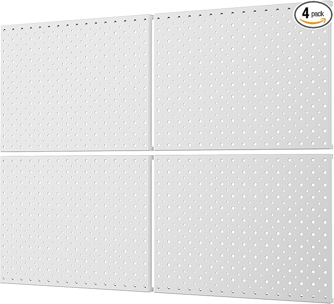 WALMANN 4-Pack 12"x16" Metal Pegboard Panels for Garage, Tool Organizer Pegboard for Pegboard Hooks - Compatible with 1/8" & 1/4" Hooks(Grey)