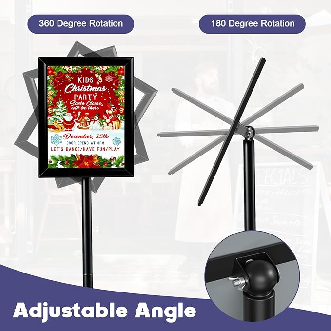 Ysglory 8.5x11 Inch Floor Standing Sign Holder Adjustable Signage Stand Heavy-Duty Snap-Open Frame Poster Stand with PVC Cover, Easy Change Display Stand for Retail, Restaurant, Events