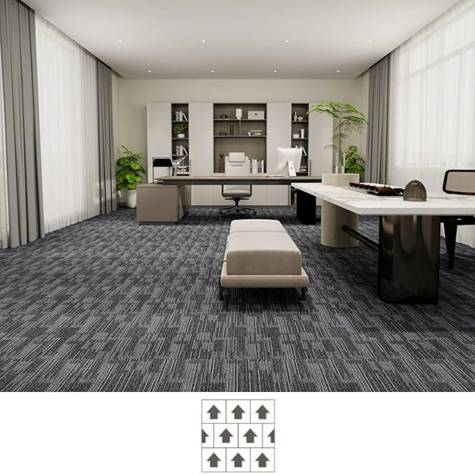 Carpet Tiles 24"x 24" Squares Carpet Reusable,18 Tiles, Non Slip Easy DIY Installation Seamless Floor Tiles Rug for Bedroom Living Room Office etc
