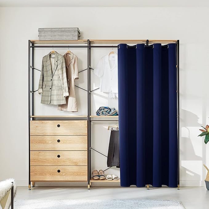 ChrisDowa Blackout Door Curtains for Doorway Privacy, Grommet Closet Curtains for Bedroom Closet Door, Thermal Insulated Doorway Cover Room Divider Drapes (1 Panel, Navy Blue, 52 x 80 Inch)
