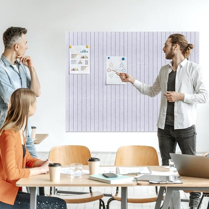 Large Felt Bulletin Board 35x47 Inch, 12pcs Peel and Stick Felt Wall Tiles Modern Push Pin Board for Wall Organization