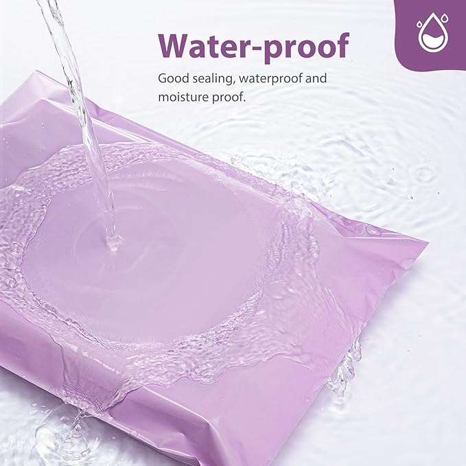 Fuxury Poly Mailers 12x15.5Inch 50 Pcs, Waterproof Shipping Bags for Clothing, Strong Adhesive Heavy Duty Shipping Mailing Envelopes, Self Seal Mailers Poly Bags for Business,Light Purple