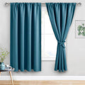 JIUZHEN Blackout Curtains for Bedroom - Thermal Insulated Room Darkening Noise Reducing, 70 x 63 Inch Length Curtains for Living Room, Set of 2 Panels with Tiebacks, Stone Blue