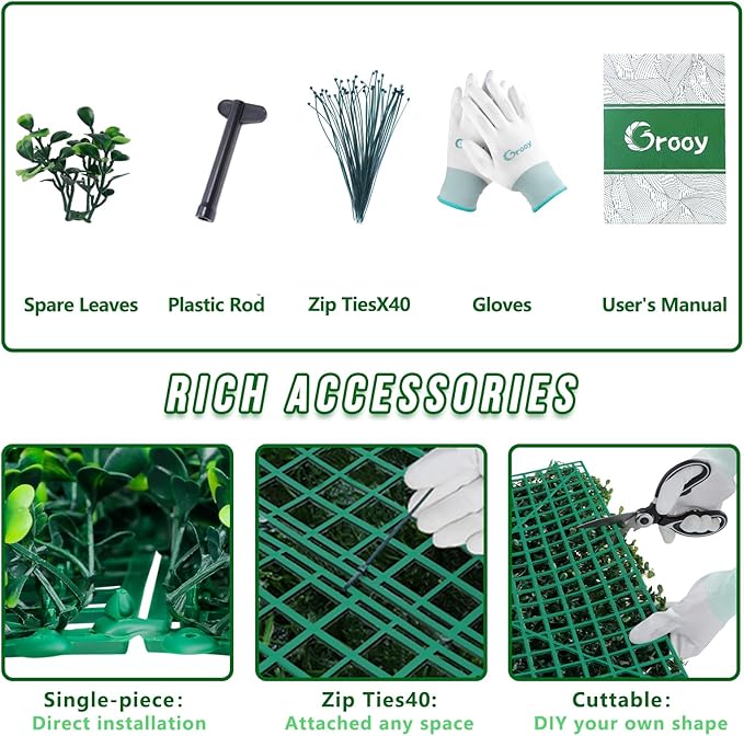 Artificial Boxwood Roll Panels,40"x 120"(33.33 sq.ft) UV-Anti Faux Ivy Leaves Privacy Fence Screen Grass Wall Roll Panels for Indoor Home Decor and Outdoor Garden Backyard