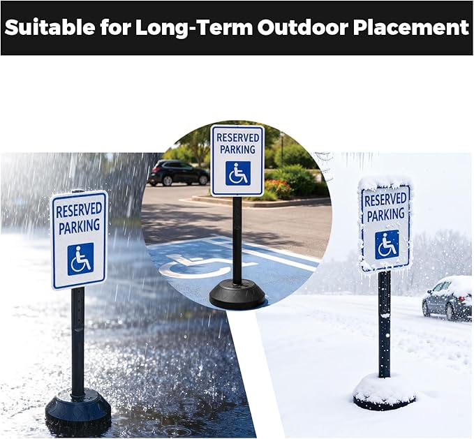 BESEA Portable Sign Holder Stand 6 Pack, Heavy-Duty Fillable Weighted Base Sign Holders, 41 inch Height Standing Sign Holder for Safety Signs, Reserved Parking Sign with Stand – Indoor & Outdoor Use
