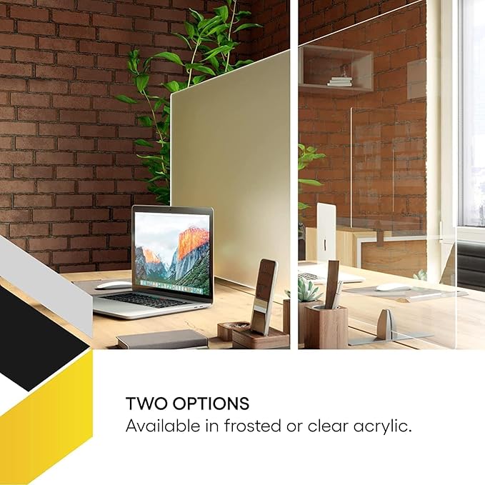 OBEX Acrylic Free Standing Screen, Divider for Desk Privacy Home & Office Partitions for Table Top Workstation, Portable Cubicle Panel for Work, 18" x 42", Clear