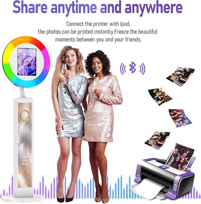 HARZHI Portable Photo Booth Compatible with Ipad 12.9in 10.9in 10.2in, for Ipad Photo Booth Shell Stand Stand Provide Chacktok PhotoBooth Software for Party and Wedding, Flight Case
