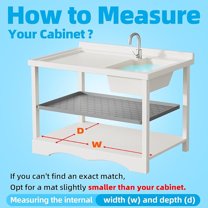 Silicone Under Sink Mat 25" x 22", kitchen Essentials and Gadgets, Shelf liner and Cabinet Protector, Home Organizers and Storage, Waterproof Bathroom Tray