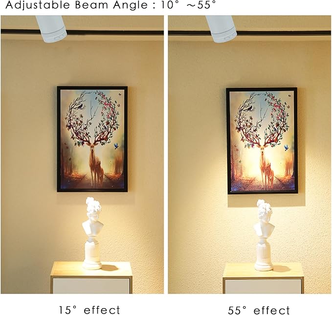 15W LED Dimmable and Zoomable Ceiling Spotlight with Anti-Glare Honeycomb Mesh | Adjustable Spot Light for Living Room, Gallery | 10°-55° Zoom，10%-100% Dim，3000K, CRI 98, Flicker-Free, White