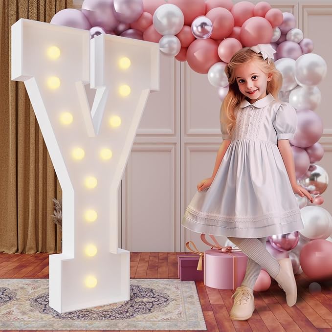 imprsv 4FT Marquee Light Up Letters for Birthday Party Decorations Marquee Letters for Marry Me Wedding Event Baby Shower Anniversarty Party Decor,Letter Y