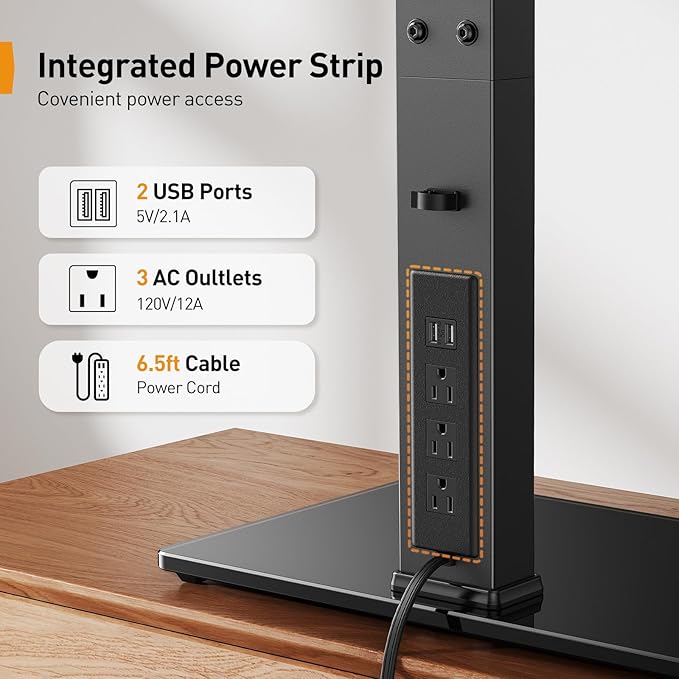 Perlegear Universal TV Stand with Power Outlet, Swivel TV Stand for 32-80 inch TVs up to 99 lbs, TV Base with Tempered Glass Base, Height Adjustable TV Mount Stand Max VESA 600x400mm PGTVS31
