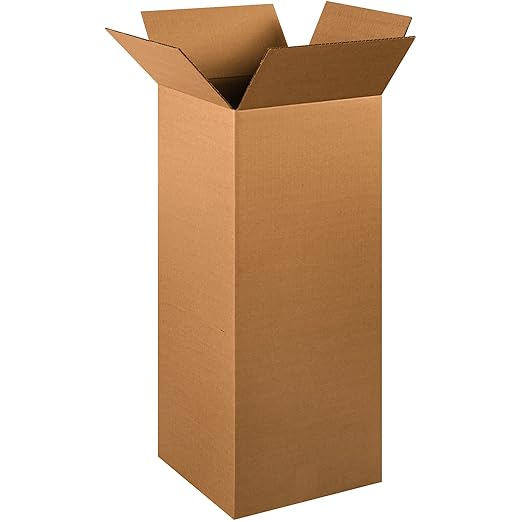 BOX USA 12 x 12 x 30 Corrugated Cardboard Boxes, Tall 12"L x 12"W x 30"H, Pack of 15 | Shipping, Packaging, Moving, Storage Box for Home or Business, Strong Wholesale Bulk Boxes