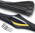 Cable Management Split Wire Loom Sleeve - Cord Hider & Protector for Desk, Pet Chew Proof, Wire Cover Organizer, Flexible Tube for Wires and Cables (5/16 Inch 12FT, Black)