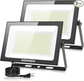 MORSEN LED Flood Light Outdoor 200W 30000 Lumens Work Light with Plug 6500K Outside Portable Exteriores Security Floodlights for Yard Garage Garden Lawn IP66 Waterproof Flood Light 2 Pack