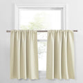PONY DANCE Beige Kitchen Curtains 36 inch Long, Small Window Treatments Rod Pocket Energy Efficient Short Blackout Curtain Panels for Rv Camper, 42-inch Wide by 36 Long, Light Beige, 2 Pieces