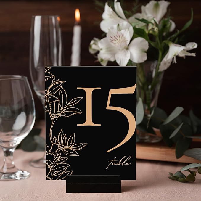 UNIQOOO 3" Black Acrylic Stand | 20 Pack 3mm Slot Wedding Sign Holders, Perfect for Wedding, Table Number, Exhibition, Office, Restaurant, Business