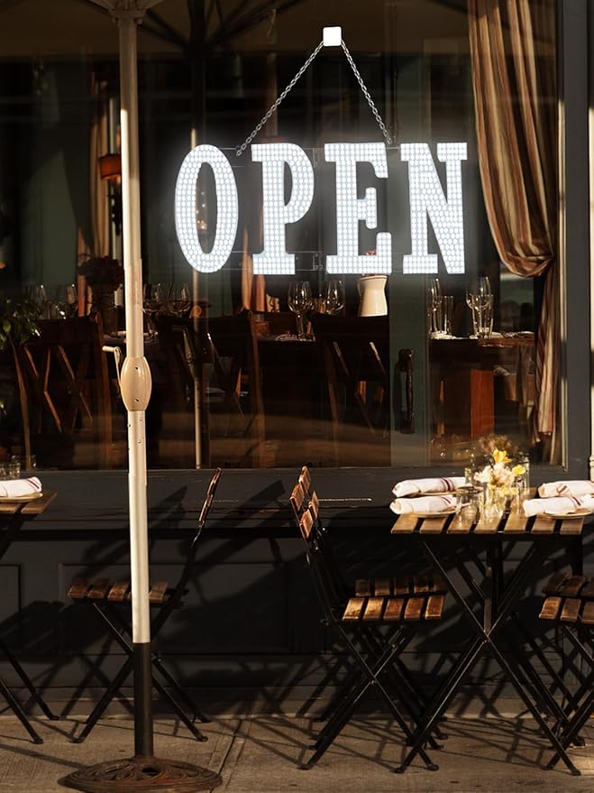 LED Open Signs 30"x10" Ultra Bright Business Hour Sign with Hanging Installation for Window Stores, Hotel, Store, Bar, Retail Shop, Salon, Restaurant